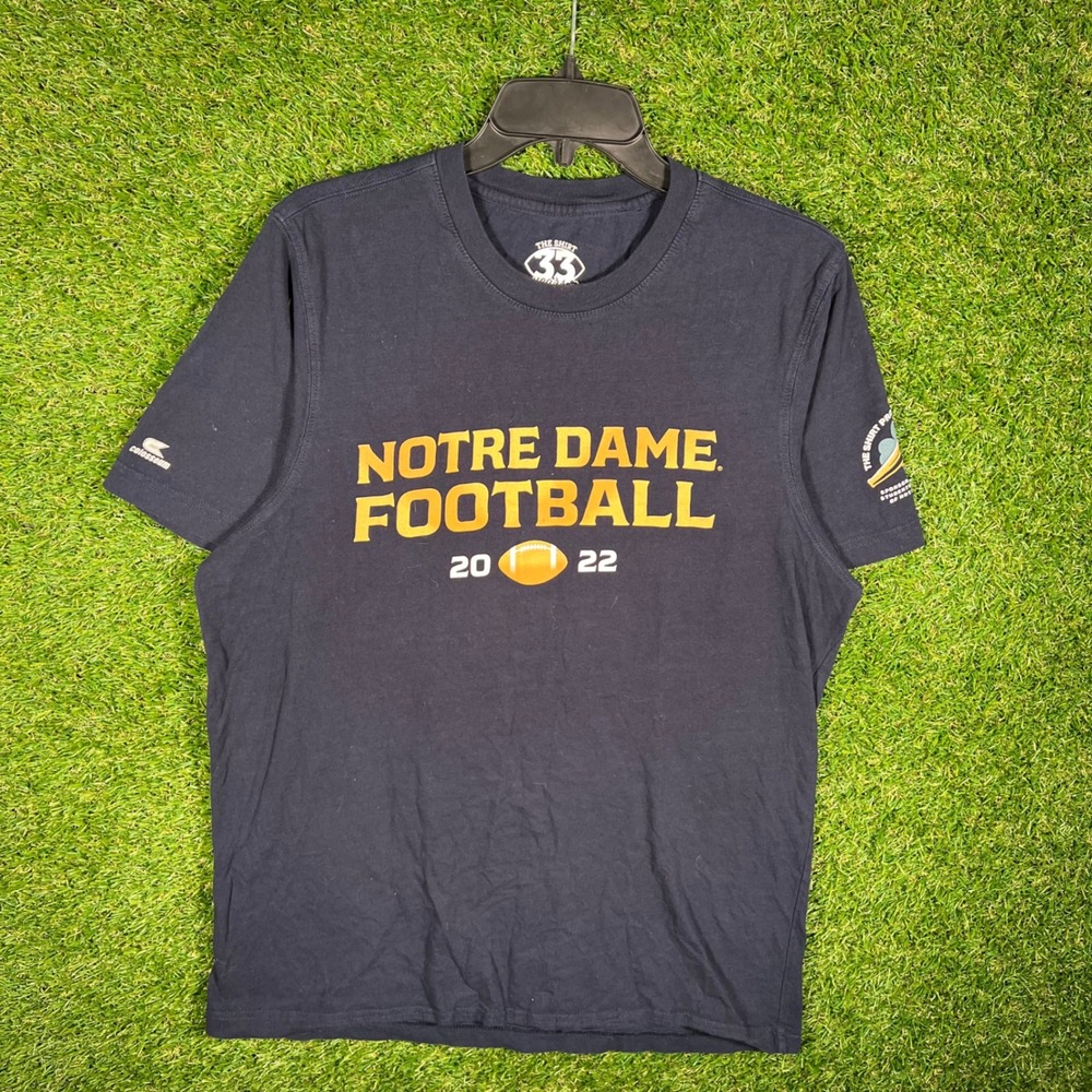 Notre Dame Football 2022 The Shirt 33rd Edition Navy Blue Graphic T-Shirt Mens L